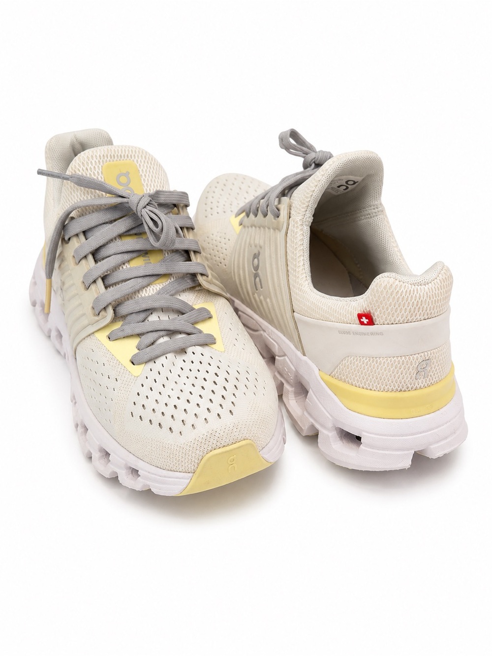 On Running Cloud Women's Sneakers in Pale Yellow and Light Gray - Picture 2 of 2